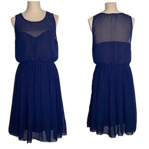 Urban Outfitters Pins and Needles Dress Sheer Top Pleated Bottom Size XS Blue